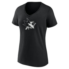 NHL San Jose Sharks Women's Personalized Name & Number Monochrome V-Neck T-Shirt