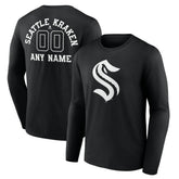 NHL Seattle Kraken Personalized Name & Number Monochrome Long Sleeve T-Shirt