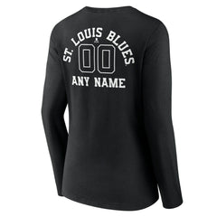 NHL St. Louis Blues Women's Personalized Name & Number Monochrome Long Sleeve V-Neck T-Shirt