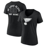 NHL St. Louis Blues Women's Personalized Name & Number Monochrome V-Neck T-Shirt
