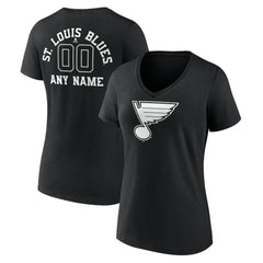 NHL St. Louis Blues Women's Personalized Name & Number Monochrome V-Neck T-Shirt