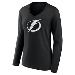 NHL Tampa Bay Lightning Women's Personalized Name & Number Monochrome Long Sleeve V-Neck T-Shirt