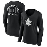 NHL Toronto Maple Leafs Women's Personalized Name & Number Monochrome Long Sleeve V-Neck T-Shirt