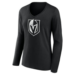 NHL Vegas Golden Knights Women's Personalized Name & Number Monochrome Long Sleeve V-Neck T-Shirt