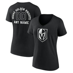 NHL Vegas Golden Knights Women's Personalized Name & Number Monochrome V-Neck T-Shirt