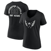 NHL Washington Capitals Women's Personalized Name & Number Monochrome V-Neck T-Shirt