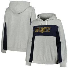 Heather Gray Milwaukee Brewers Profile Women's Plus Size Pullover Jersey Hoodie