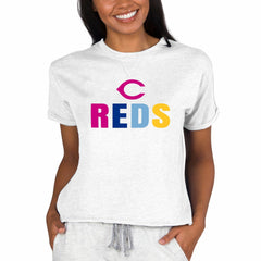 Oatmeal Cincinnati Reds Concepts Sport Women's Mainstream Terry Sweatshirt