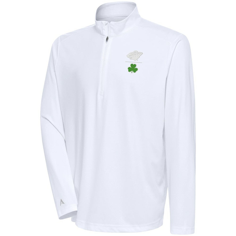 NHL Minnesota Wild Antigua Shamrock Tribute Quarter-Zip Pullover Top