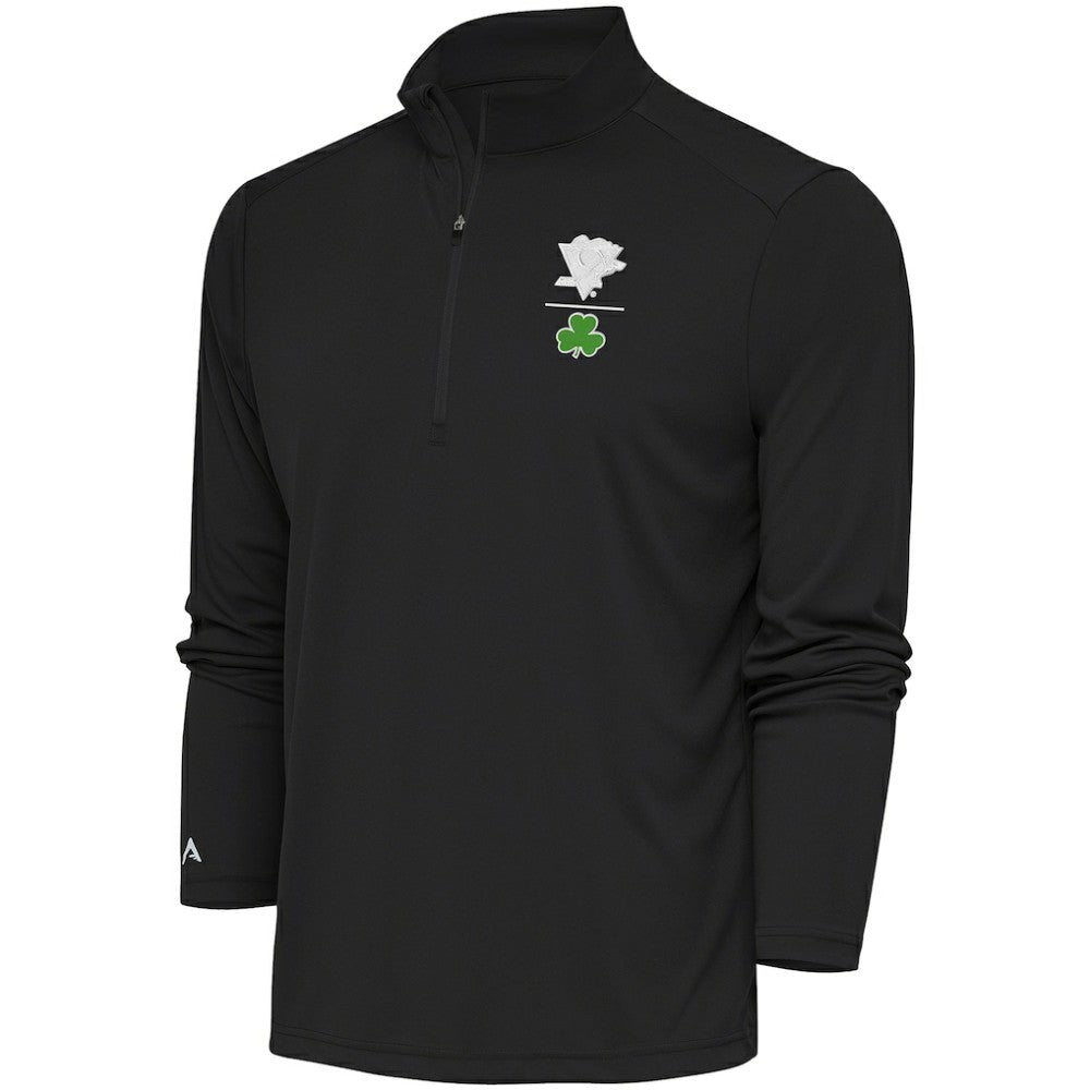 NHL Pittsburgh Penguins Antigua Shamrock Tribute Quarter-Zip Pullover Top