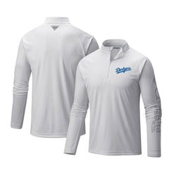 White Los Angeles Dodgers Columbia Terminal Tackle Omni-Shade Raglan Quarter-Zip Pullover Top