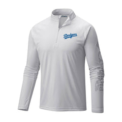 White Los Angeles Dodgers Columbia Terminal Tackle Omni-Shade Raglan Quarter-Zip Pullover Top