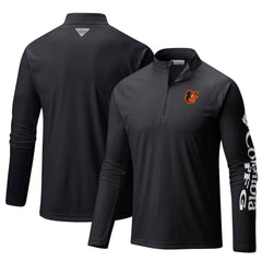 Black Baltimore Orioles Columbia Terminal Tackle Omni-Shade Raglan Quarter-Zip Pullover Top