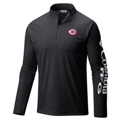 Black Cincinnati Reds Columbia Terminal Tackle Omni-Shade Raglan Quarter-Zip Pullover Top