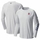 White Minnesota Twins Columbia Terminal Tackle Long Sleeve T-Shirt