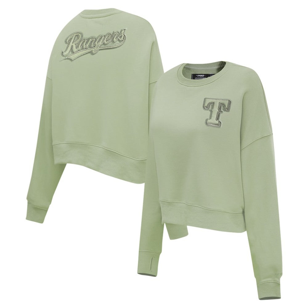Green Texas Rangers Pro Standard Women's Neutral Oversized Boxy Cropped Pullover Sweatshirt