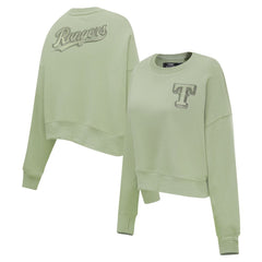 Green Texas Rangers Pro Standard Women's Neutral Oversized Boxy Cropped Pullover Sweatshirt