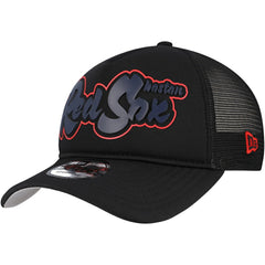 Black Boston Red Sox New Era Retro Bold A-Frame Trucker 9FORTY Adjustable Hat