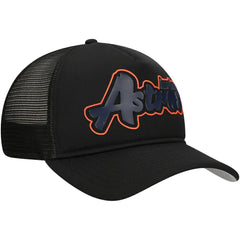 Black Houston Astros New Era Retro Bold A-Frame Trucker 9FORTY Adjustable Hat