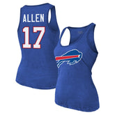 Josh Allen Majestic Threads Women's Name & Number Tri-Blend Tank Top - Buffalo Bills Tops