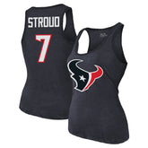 C.J. Stroud Majestic Threads Women's Name & Number Tri-Blend Tank Top - Houston Texans Tops