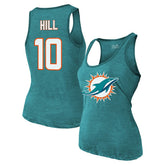 Tyreek Hill Majestic Threads Women's Name & Number Tri-Blend Tank Top - Miami Dolphins Tops