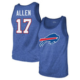 Josh Allen Majestic Threads Tri-Blend Player Name & Number Tank Top - Buffalo Bills Tops