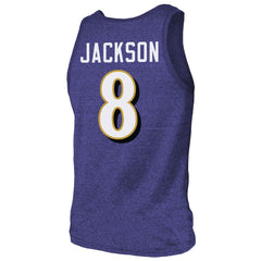 Lamar Jackson Majestic Threads Tri-Blend Player Name & Number Tank Top - Baltimore Ravens Tops