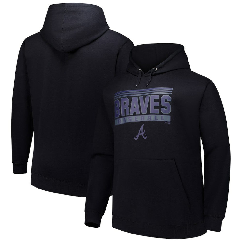 Black Atlanta Braves Stack Fleece Pullover Hoodie