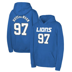 Aidan Hutchinson Youth Mainliner Player Name & Number Pullover Hoodie - Detroit Lions Hoodies