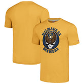 Gold Milwaukee Brewers Homage Grateful Dead Tri-Blend T-Shirt