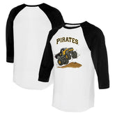 White/Black Pittsburgh Pirates Tiny Turnip Unisex Monster Truck 3/4-Sleeve Raglan T-Shirt