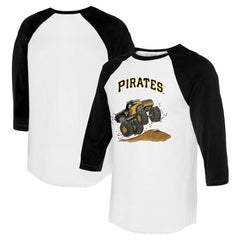 White/Black Pittsburgh Pirates Tiny Turnip Unisex Monster Truck 3/4-Sleeve Raglan T-Shirt