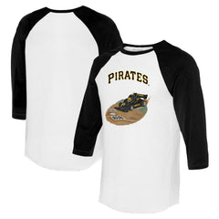 White/Black Pittsburgh Pirates Tiny Turnip Unisex Racecar 3/4-Sleeve Raglan T-Shirt