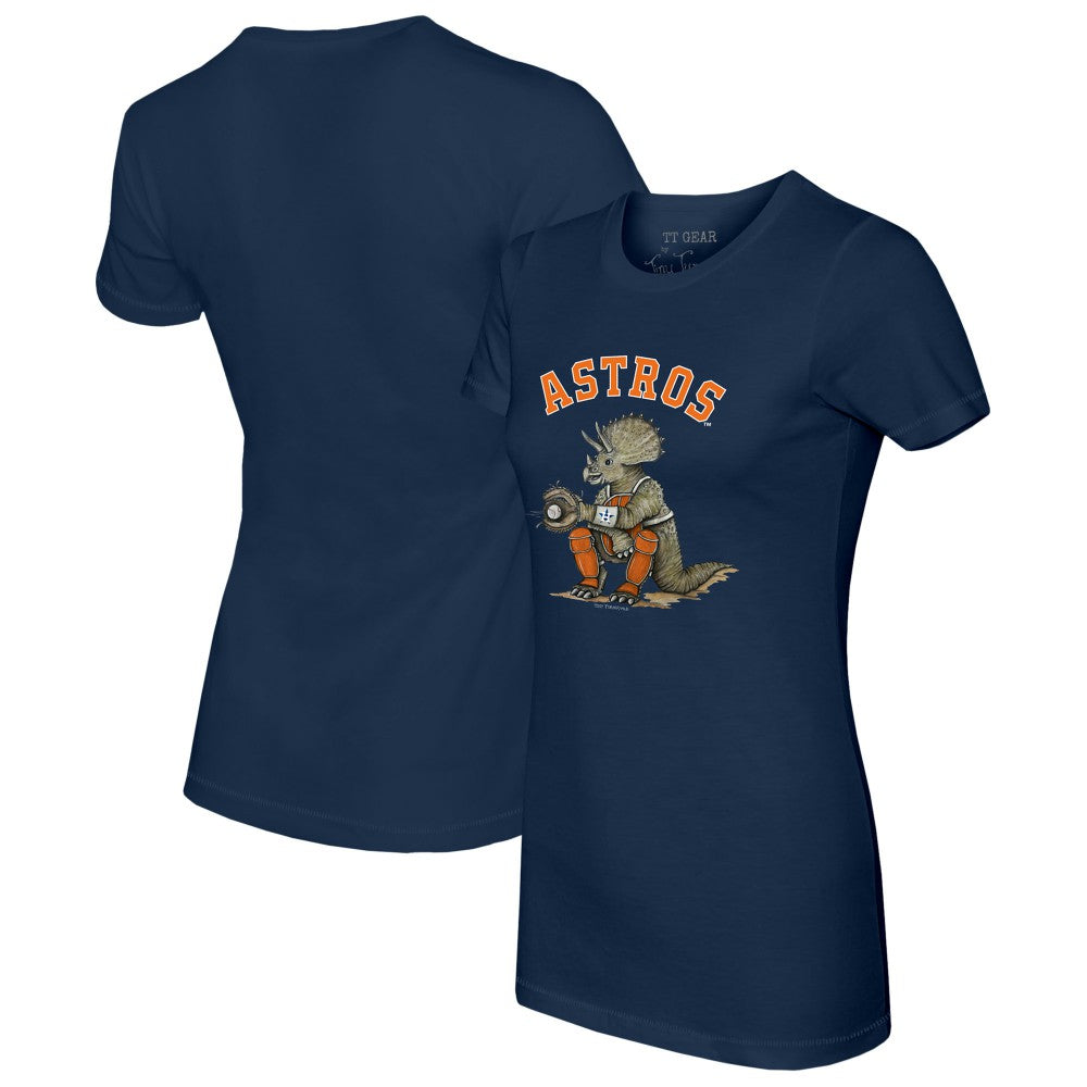 Navy Houston Astros Tiny Turnip Women's Triceratops T-Shirt
