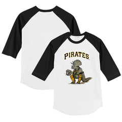 White/Black Pittsburgh Pirates Tiny Turnip Youth Triceratops 3/4-Sleeve Raglan T-Shirt