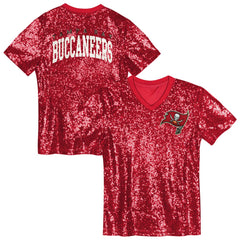 Girls Youth Wordmark Sequin V-Neck Top - Tampa Bay Buccaneers Tops