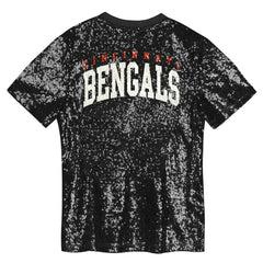 Girls Youth Wordmark Sequin V-Neck Top - Cincinnati Bengals Tops