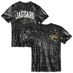 Girls Youth Wordmark Sequin V-Neck Top - Jacksonville Jaguars Tops
