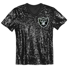 Girls Youth Wordmark Sequin V-Neck Top - Las Vegas Raiders Tops
