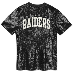 Girls Youth Wordmark Sequin V-Neck Top - Las Vegas Raiders Tops