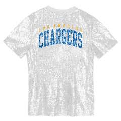 Girls Youth Wordmark Sequin V-Neck Top - Los Angeles Chargers Tops