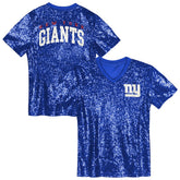 Girls Youth Wordmark Sequin V-Neck Top - New York Giants Tops