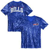 Girls Youth Wordmark Sequin V-Neck Top - Buffalo Bills Tops