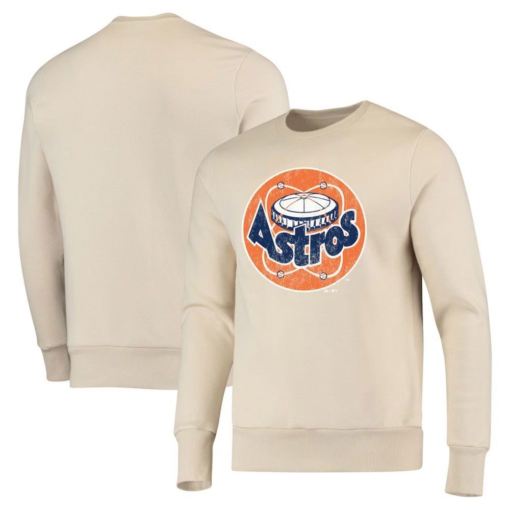 Oatmeal Houston Astros Majestic Threads Fleece Pullover Sweatshirt