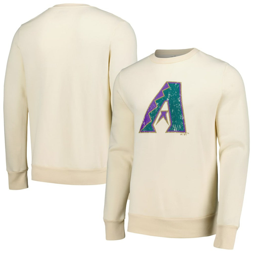 Oatmeal Arizona Diamondbacks Majestic Threads Fleece Pullover Sweatshirt