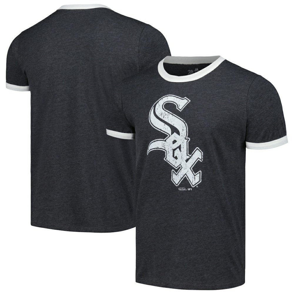 Black Chicago White Sox Majestic Threads Ringer Tri-Blend T-Shirt