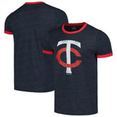 Navy Minnesota Twins Majestic Threads Ringer Tri-Blend T-Shirt