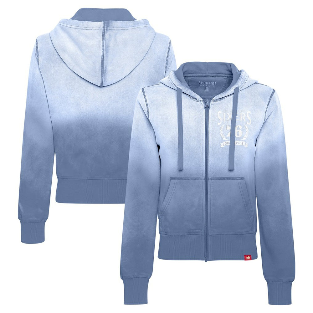 Philadelphia 76ers Sportiqe Women's Carli Sun Fade Full-Zip Hoodie