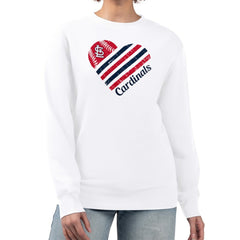 White St. Louis Cardinals G-III 4Her by Carl Banks Women's Heart Logo Fleece Pullover Sweatshirt
